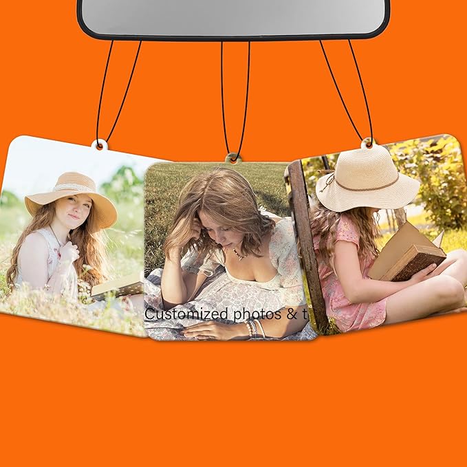 2pcs Personalized Air Freshener with Pictures, Personalized Car Air Freshener with Custom Photo, Custom Double Sided Photo for Car Wardrobe Bathroom Hanging Ornaments (Square)