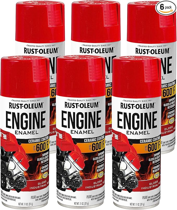 Rust-Oleum 366432-6PK Engine Enamel Spray Paint, 11 oz, Gloss Industrial Red, 6 Pack