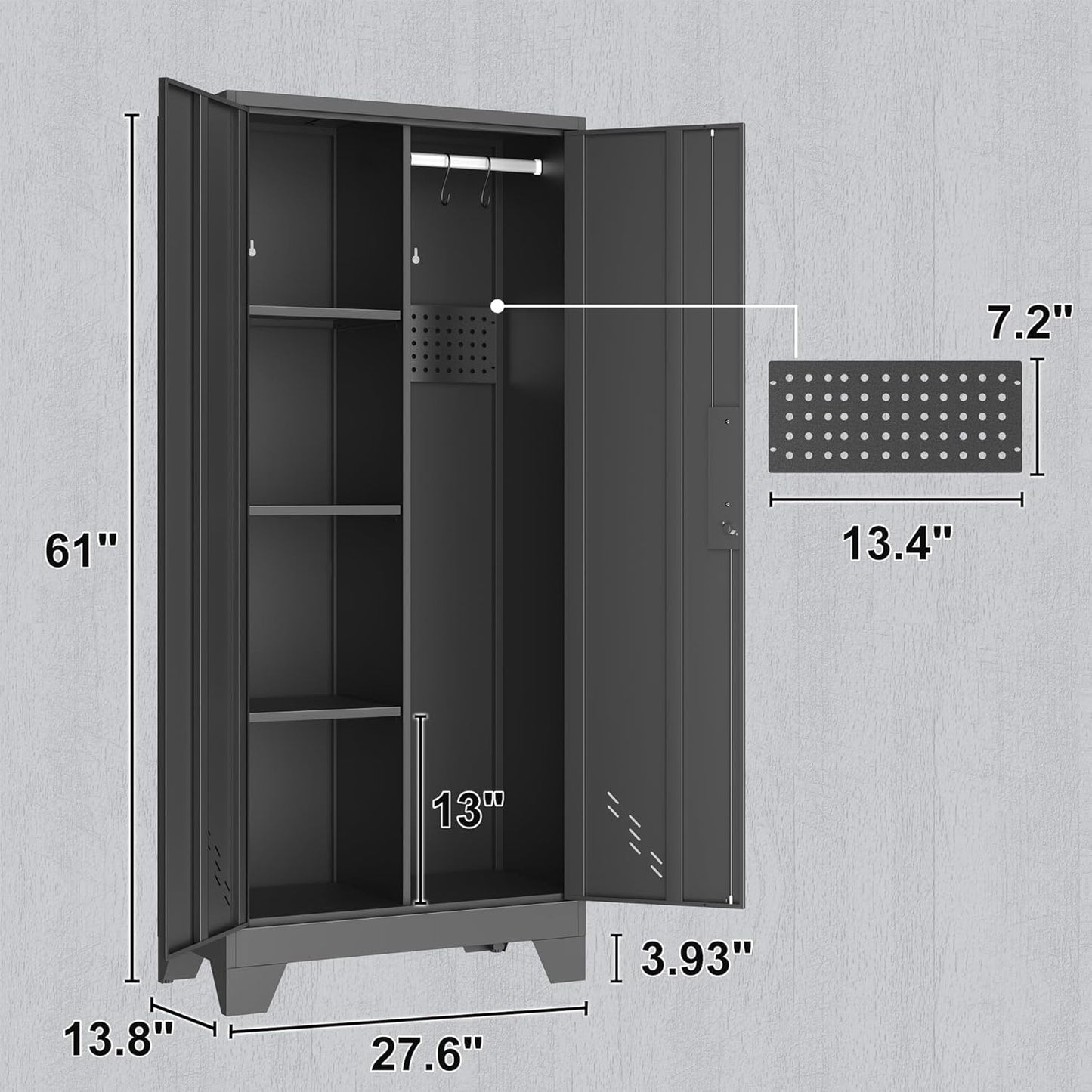 Metal Garage Storage Cabinet for Home,Storage with Doors and Shelves,61" Locking Tool for Office,Garage,Gym,School(61" Home Office Cabinet)