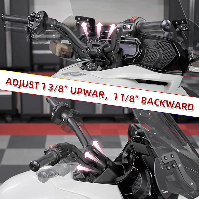 Handlebar Riser for Can Am Spyder, Aluminum Handle Bar Riser Extension Kit For Can-Am Spyder RT RTs 2020-Newer, Compatible with Spyder F3 F3s Adjust 1 1/8" Backward 1 3/8" Upward