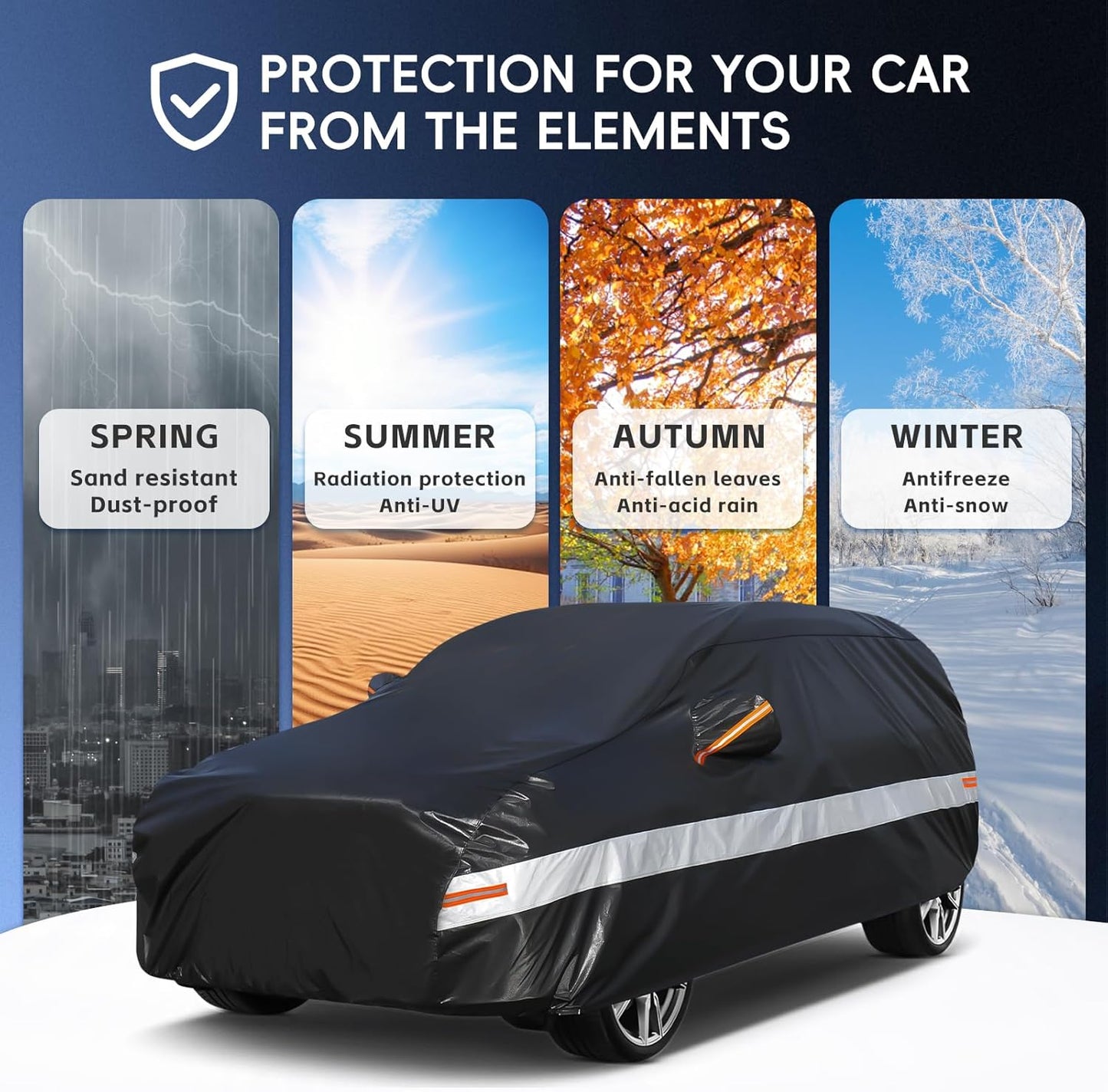 10 Layers SUV Car Cover Custom Fit for Kia Sportage (2010-2024) Waterproof All Weather for Automobiles, Outdoor Full Cover Rain Sun UV Protection with Cotton.Black