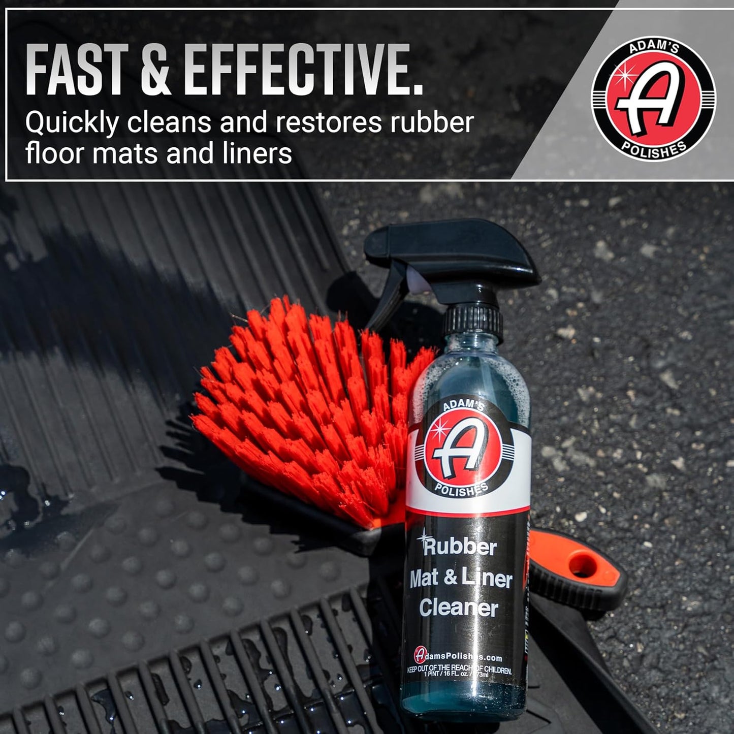 Adam's Polishes Rubber Mat & Liner Cleaner 2-Pack Protectant & Rubber Floor Mat Cleaning Solution for Car Detailing, Deep Cleans & Restores Mats, Truck Bed Cargo Liners