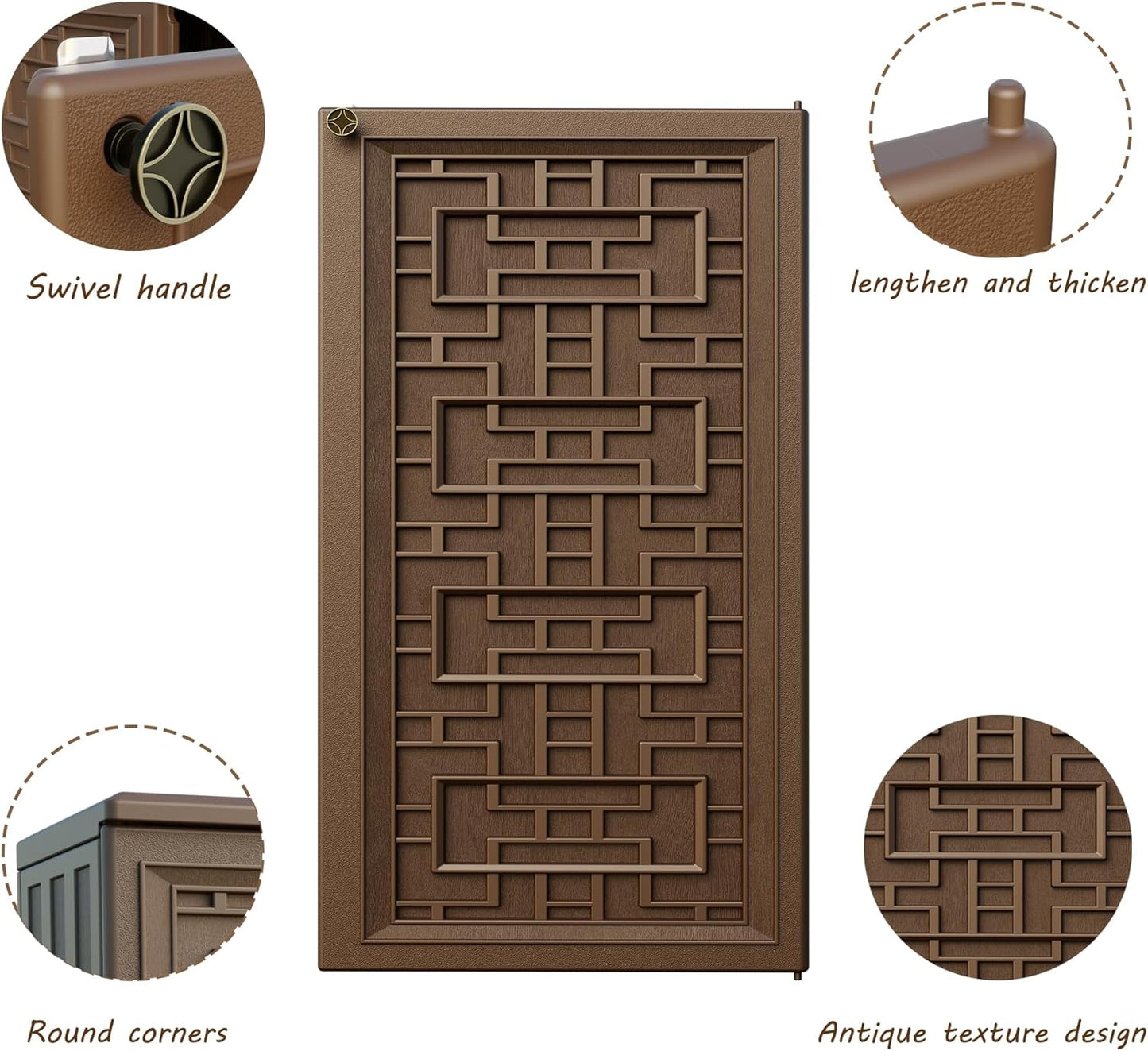 Indoor Outdoor Storage Cabinet Waterproof with 1 Shelf, Plastic Outdoor Storage Cabinets for Patio/Garden/Backyard, Size 34.3''L*15''W*36.2''H(Brown)