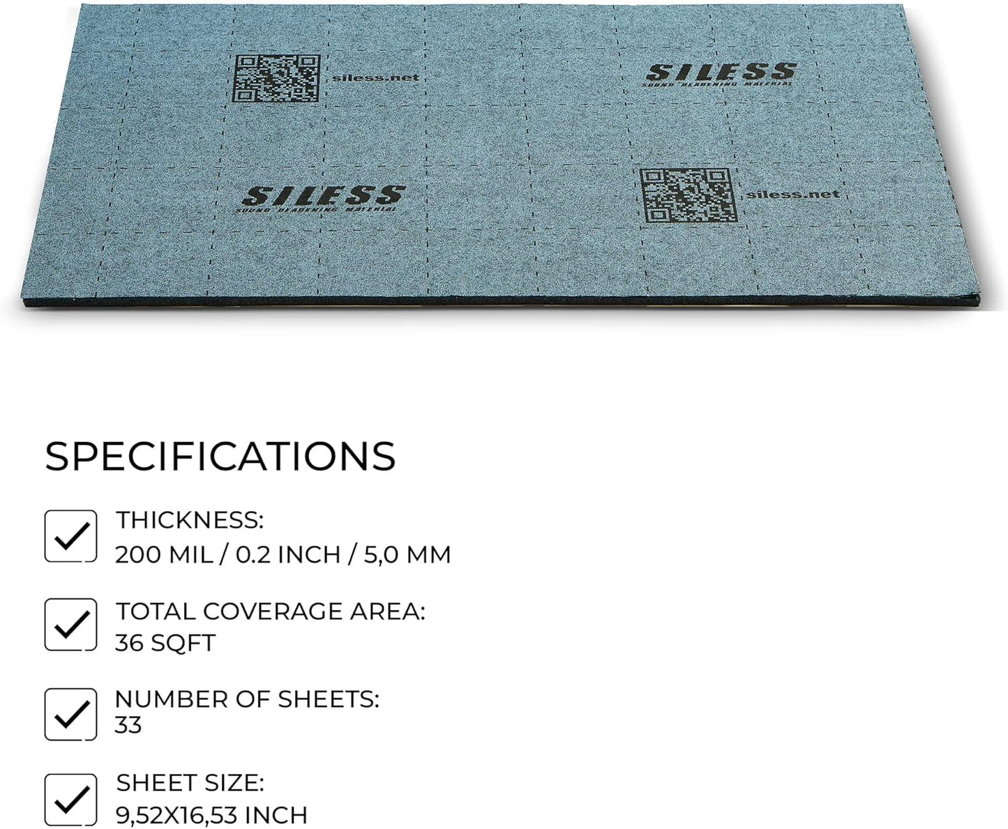 Siless LinerPRO 2in1 200 mil (5mm) 36 sqft Car Sound Deadening & Heat Insulation Closed Cell Foam - PE Foam Sound Deadener