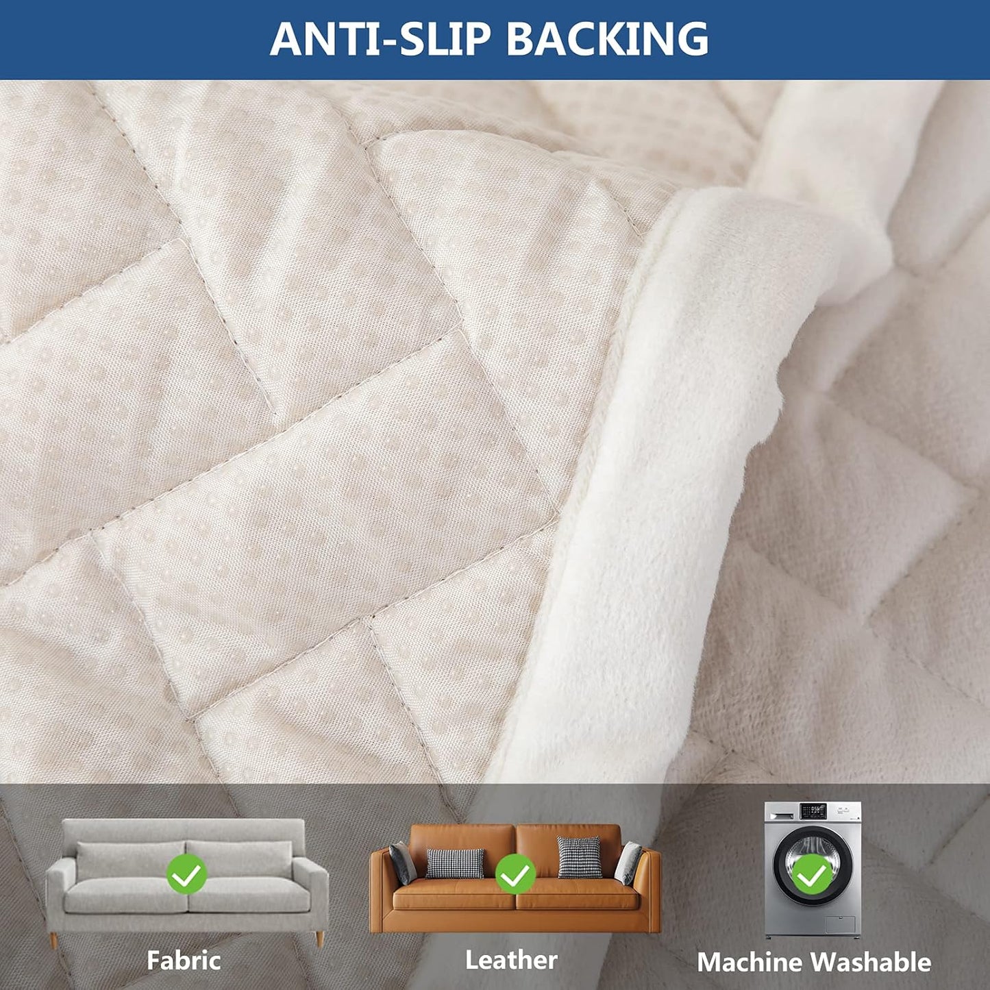 Eismodra Couch Cover,Sectional Couch Covers,Sofa Covers for 3 Cushion Couch,Anti-Slip Sofa Slipcovers for Dogs Cats Kids Loveseat Recliner L Shaped Armrest Backrest,White 36''x70''(Only 1 Piece)