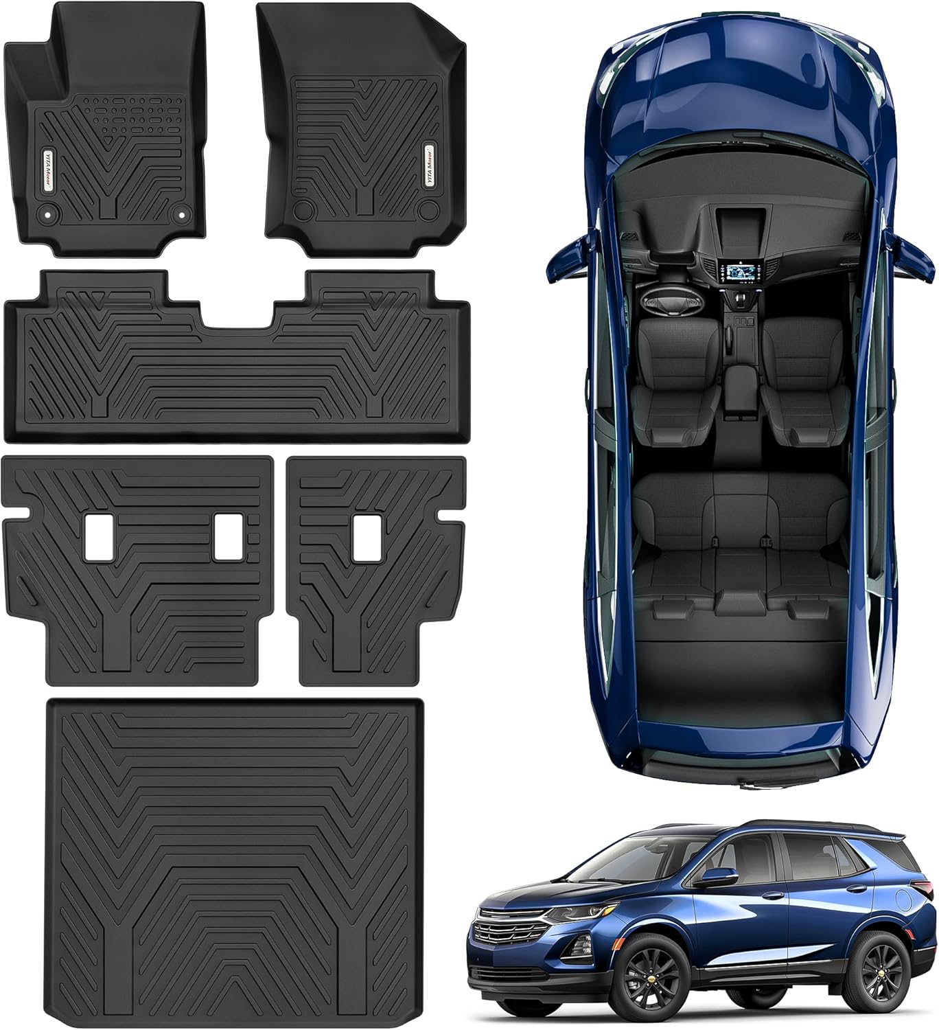 YITAMOTOR Floor Mats Fit for 2018-2024 Chevrolet Equinox/GMC Terrain, TPE All Weather Chevy Equinox Floor Liners with Backrest Mats, Back Seat Protector Chevy Equinox Automotive Accessories