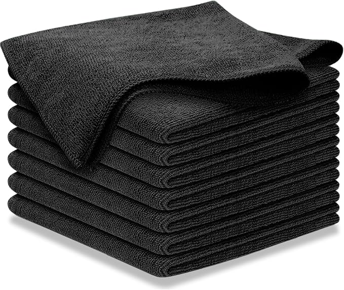 USANOOKS Microfiber Cleaning Cloth - 1200 Washes, Ultra Absorbent Towels Grip Root Weave Grime - 08pack - Black