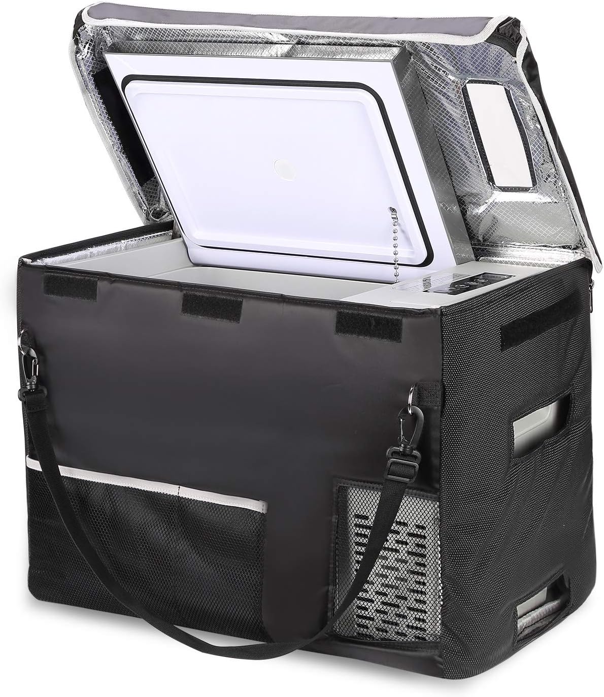 BougeRV 12 Volt Refrigerator With Cover 12V Car Fridge 30 Quart Portable Freezer Compressor Cooler Compressor Freezer, 12/24V DC 110~240V AC, -8℉~50℉ for Truck RV SUV