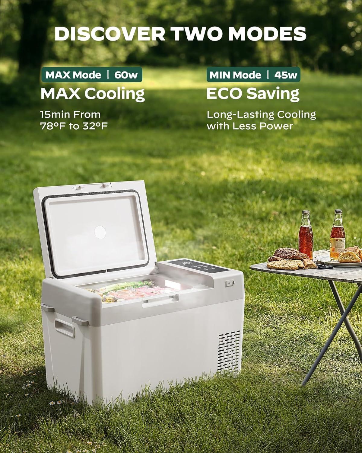 Marsail 12V Car Fridge 25QT Portable Freezer -4°F to 68°F, Compressor Cooler for Camping Travel Truck RV Home, Efficient Cooling & ECO Mode, White