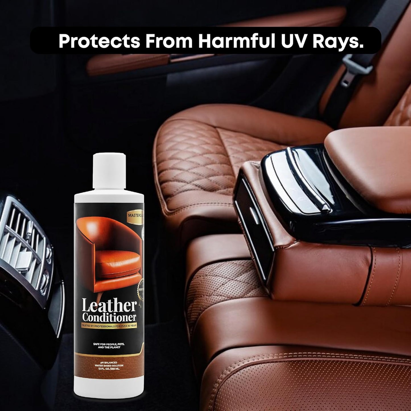 Water Based Solution Leather Conditioner - Car Interior, Furniture, Shoes, Boots, Couches, and Purses - Leather Restorer & Conditioner for Seats, Sofas, and More - 12 oz