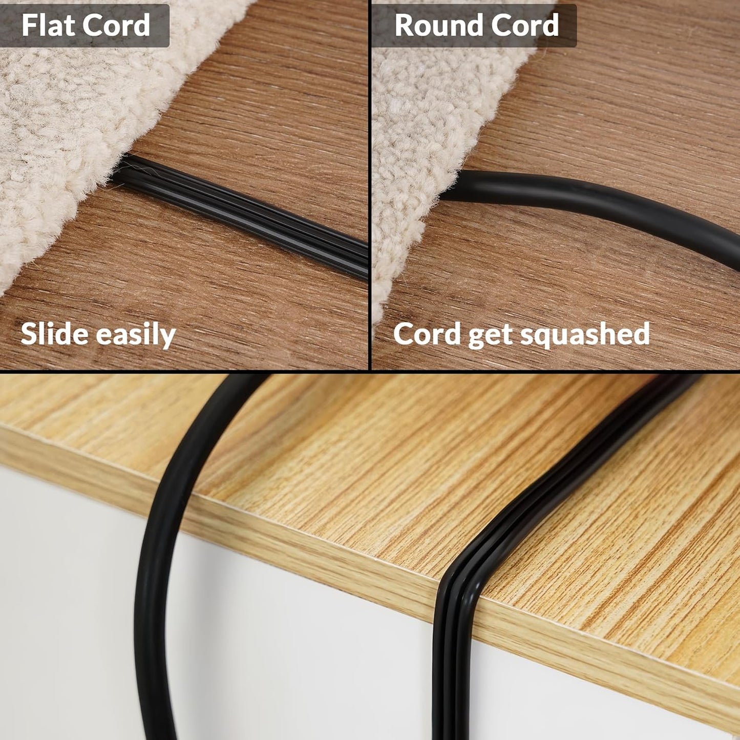 Elecan Flat Plug Extension Cord 10 Ft 2 Pack with Slim Space-Saving Plug Design, Thin Flat Cable Low Profile Power Cord 3 Prong Grounded Wire, 16 Gauge 13 A/125 V-Black-ETL Certified