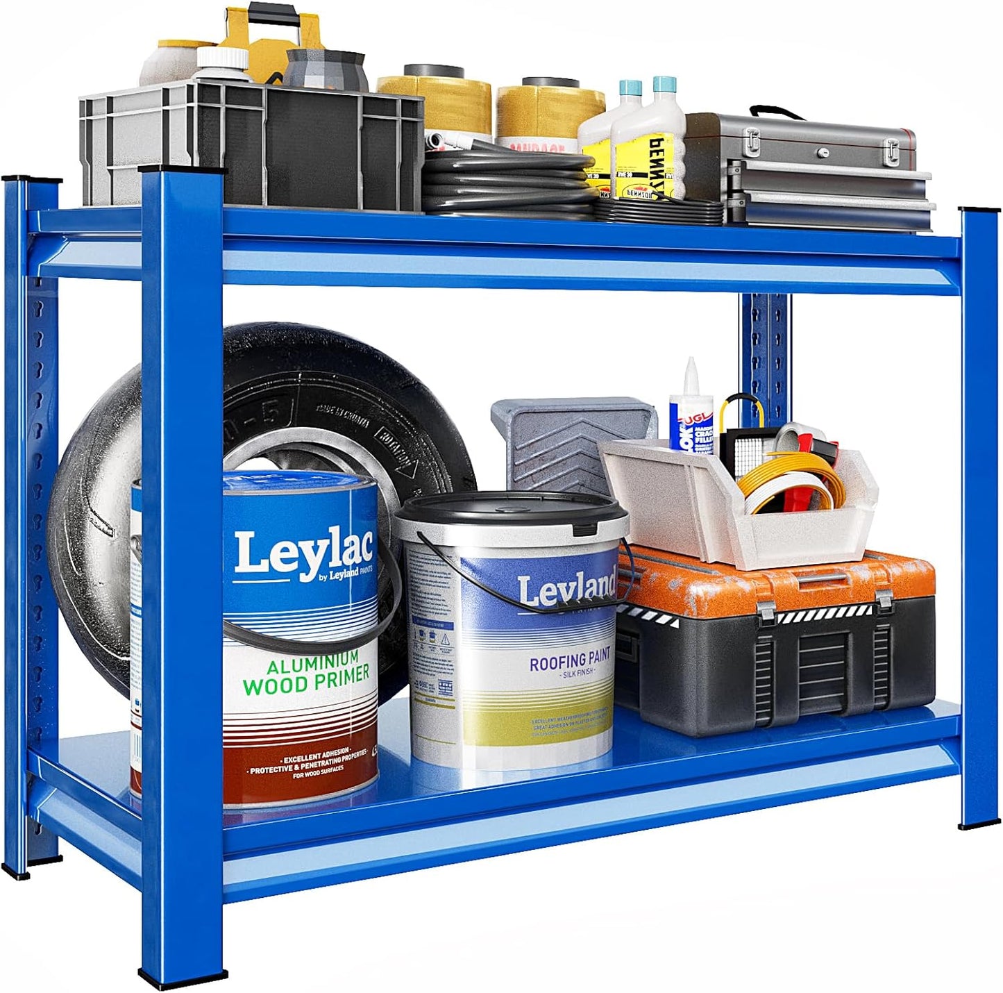 Garage Shelving Heavy Duty，Large Loads Adjustable Garage Storage Shelves, Metal Storage Racks and Shelving Units, Utility Rack Shelves,48”W x 18”D x 39”H,Blue