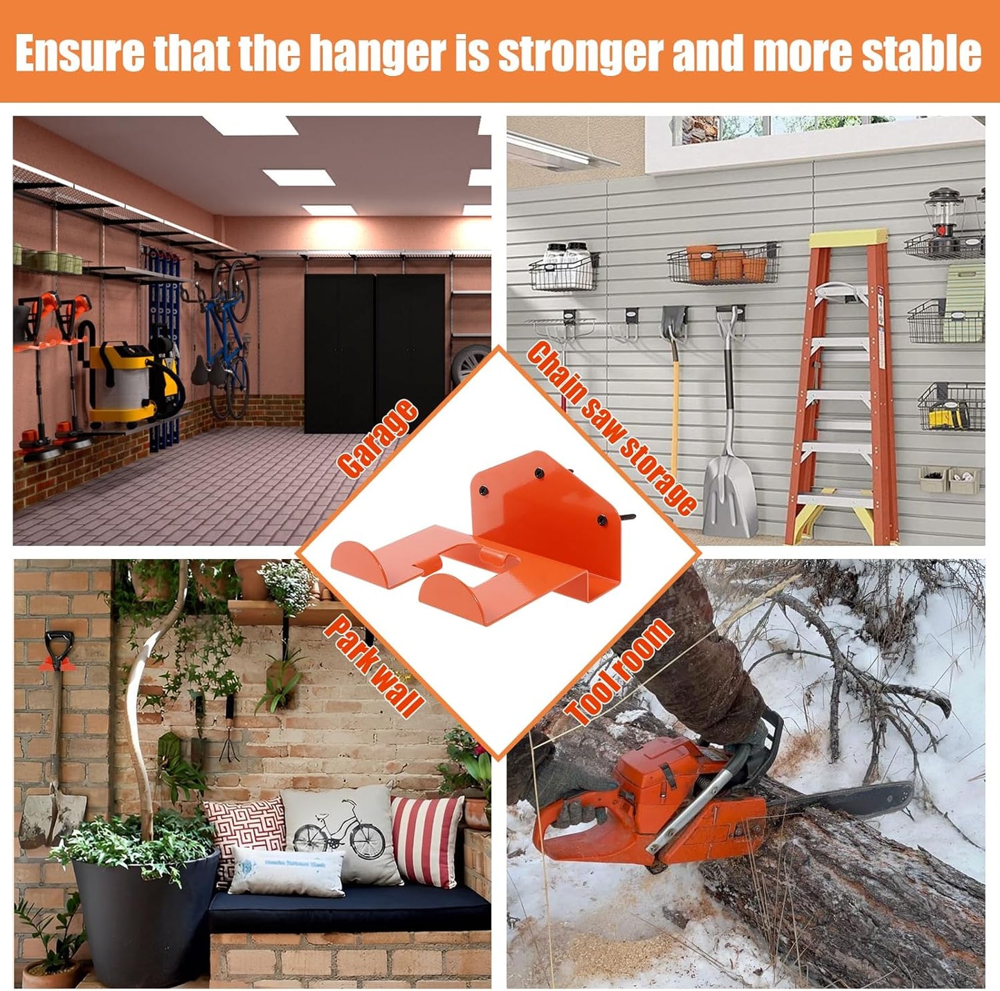 Weedeater Hanger Wall Mounted Grass Trimmer Rack Heavy Duty Garden Tool Hanger Steel Weed Whackers Holder Hedge for Grass Garden Tools