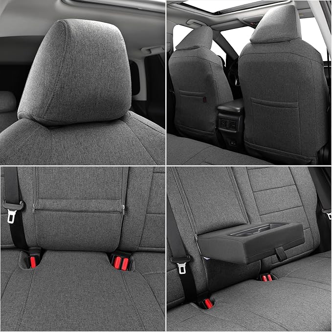 coverdream Custom Fit RAV4 Car Seat Covers for Select Toyota RAV4 LE 2013 2014 2015 2016 2017 2018,Full Coverage Polyester Seat Protector (Full Set,Gray)