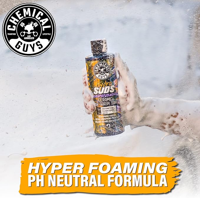 Chemical Guys HydroSuds Ceramic SiO₂ Shine High Foaming Car Wash Soap - Foam Cannon Soap, Works with Foam Guns or Bucket Washes Safe for Cars, Trucks, Motorcycles, RVs, & More, Berry Scent - 64 fl oz