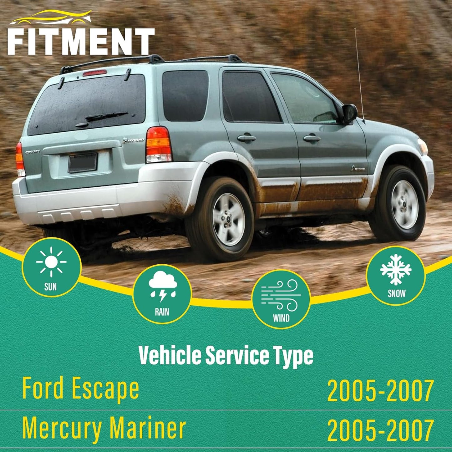 20" 18" 10" Windshield Wiper Blades Replacement for Ford Escape Mercury Mariner 2005 2006 2007 Premium All Weather Front Rear Wipers Set - OEM Quality (Pack of 3)