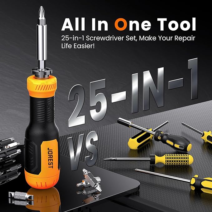 Jorest 25 in 1 Multibit Screwdriver Set, Dad Mens Gifts for Christmas, Mens Tool Stocking Suffers Gifts for Men, Magnetic Multitool Screwdriver Tool All in One