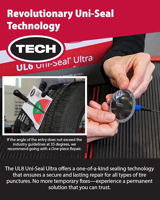 UL8 Uni-Seal Ultra Tire Repairs - One-Piece Stem and Cap Permanently Seals Punctures from Inside The Tire up to 5/16" (8mm), Box of 14