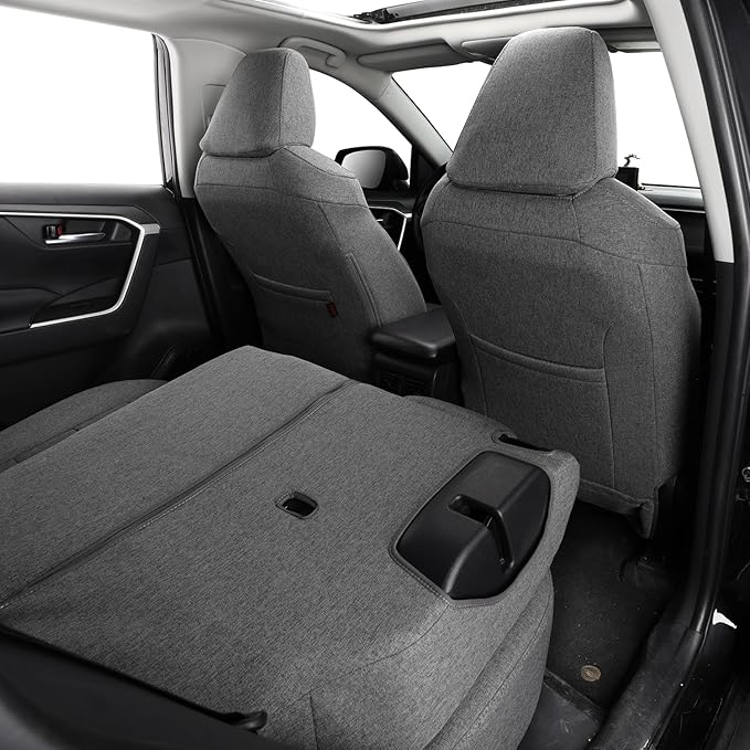 coverdream Custom Fit RAV4 Car Seat Covers for Select Toyota RAV4 LE 2013 2014 2015 2016 2017 2018,Full Coverage Polyester Seat Protector (Full Set,Gray)