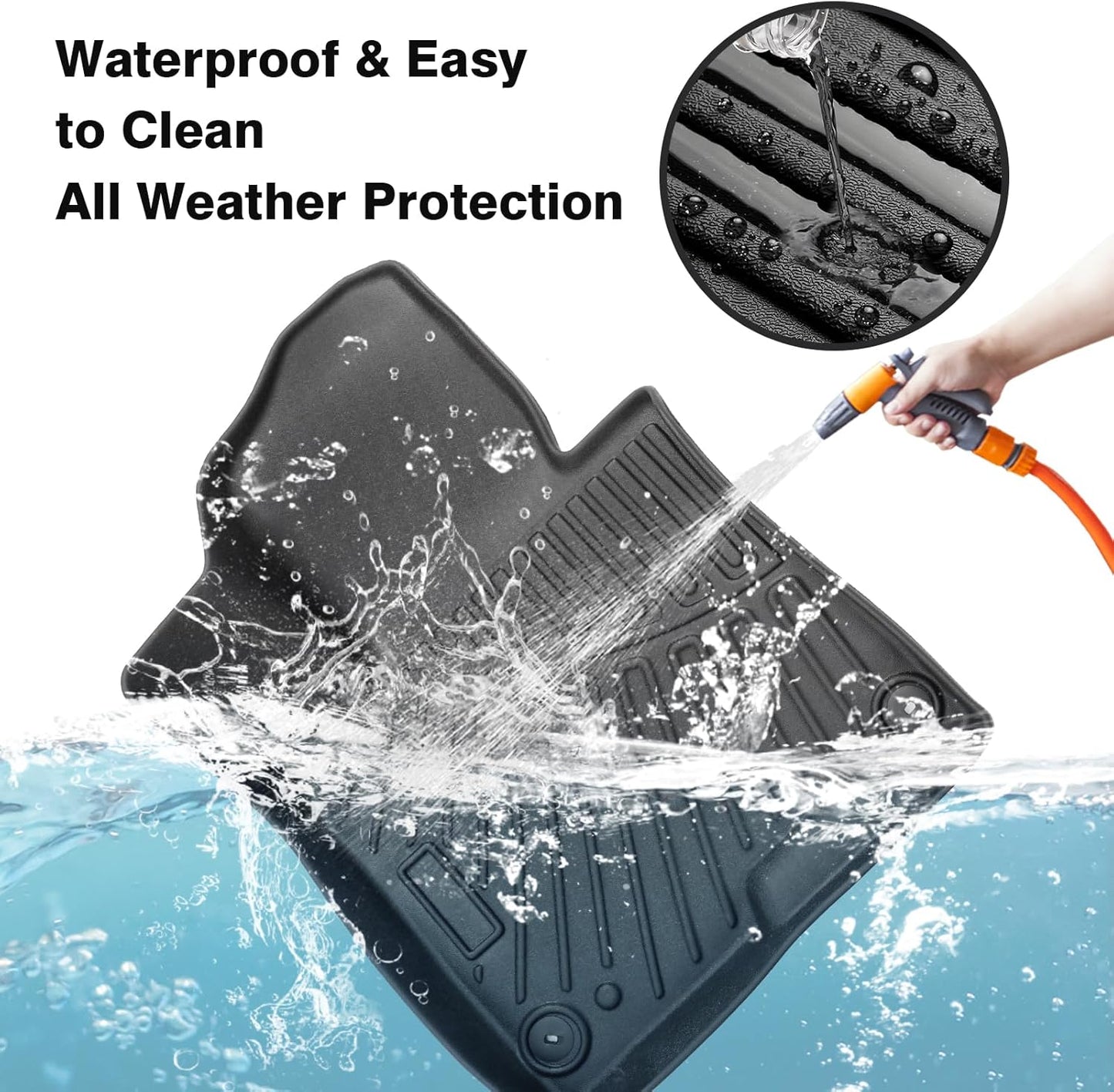 Powerty Floor Mats for 2023-2025 Kia Sportage Hybrid Accessories All Weather Floor Liner 3D TPE 1st & 2nd Row Floor Mat Heavy-Duty Floor Liners