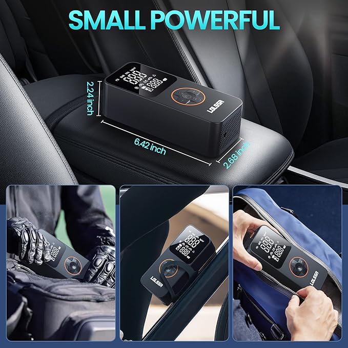 Tire Inflator Portable Air Compressor 150PSI Air Pump for Car Tires-Cordless Tire Pump with Pressure Gauge, Cigarette Lighter Plug for Motorcycle, Bike, Ball, Dual-Use Type (Dark)