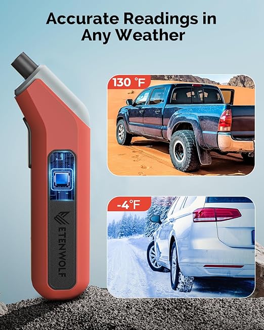 ETENWOLF Digital Tire Pressure Gauge 2 Pack, Industrial Tire Gauge 3-200 PSI, Calibrated to ANSI B40.7 Grade 2A(Plus-Minus 0.5%), Air Pressure Gauge with Replaceable AAA Batteries (Space Grey)