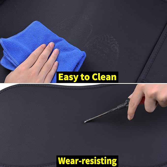 Aierxuan Rear Chevy Silverado GMC Sierra Car Seat Covers, Custom Fit 2007-2025 1500 2500 HD 3500 HD Crew, Double, Extended Cab or Pickup Truck, Vehicle Cushion Cover with Waterproof Leather (Black)