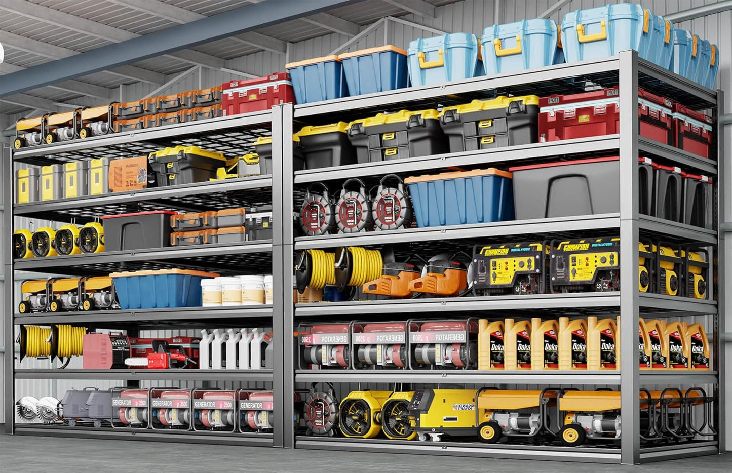 60" Wide Heavy Duty Garage Shelving Adjustable 6 Tier Garage Storage Shelves 3900LBS Metal Shelving Unit Industrial Utility Shelf, 84" H x 60" W x 24" D, 2 Pack