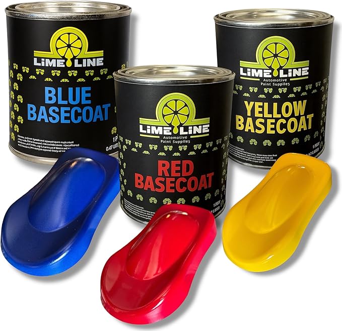 LiME LiNE Automotive Basecoats, 1k Urethane Base Coat Color (Primary Basecoat 3Pints)