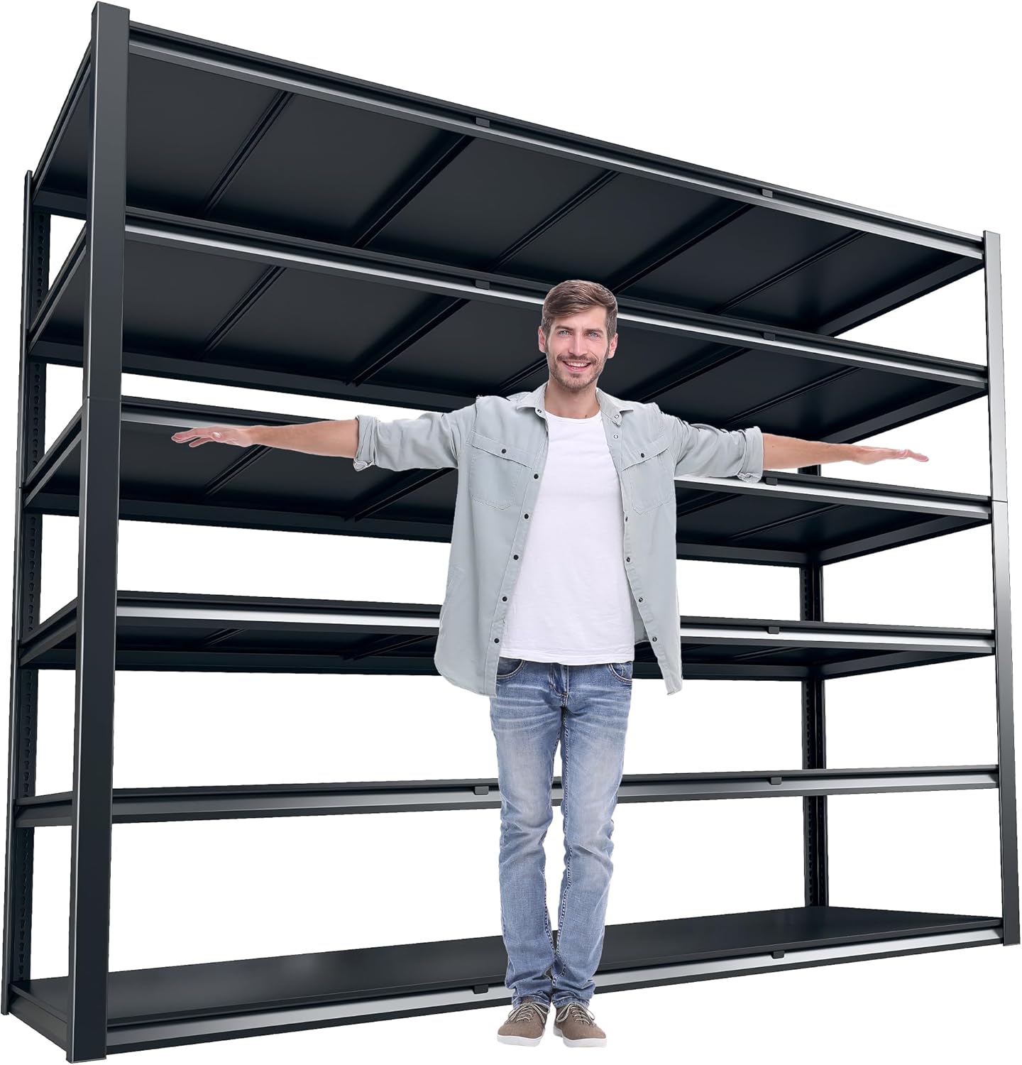 REIBII 84“H Garage Shelving Heavy Duty Storage Shelves 3500 LBS Adjustable Metal Shelving Uints and Storage for Garage,Warehouse,School,Commercial,Business, 60 "W x 24 "D x 84 "H