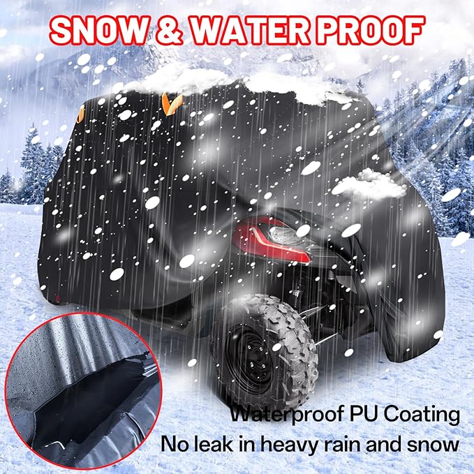 StarknightMT UTV Cover 4-6 Seater,Large 420D Waterproof Cover Compatible with Defender MAX PRO/X3 MAX/Wildcat/Prowler/Viking/Ranger Crew/RZR XP 4/Teryx4/Mule Pro/Gator XUV 590 with Reflective Strips