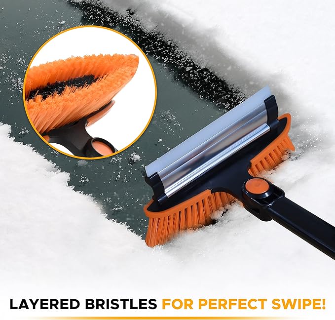 39" 6 in 1 Snow Shovel for Car | 270 Degree Rotating Snow Brush | Ice Scraper for Car Windshield | Scratch Free Extendable Snow Squeegee for SUV, Truck Winter Accessories