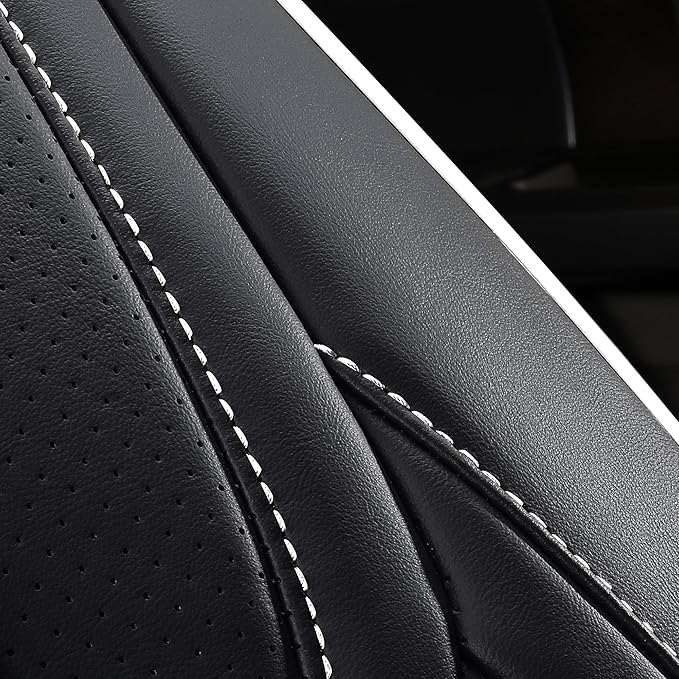 Huidasource Rear Bench Seat Covers Fit for Ford F150, Automotive Car Seat Cushion Cover Fit for 2015-2025 F150 SuperCrew&2017-2025 F250 F350 F450 Super Duty Crew Cab Pickup(Back Row/Black&White)