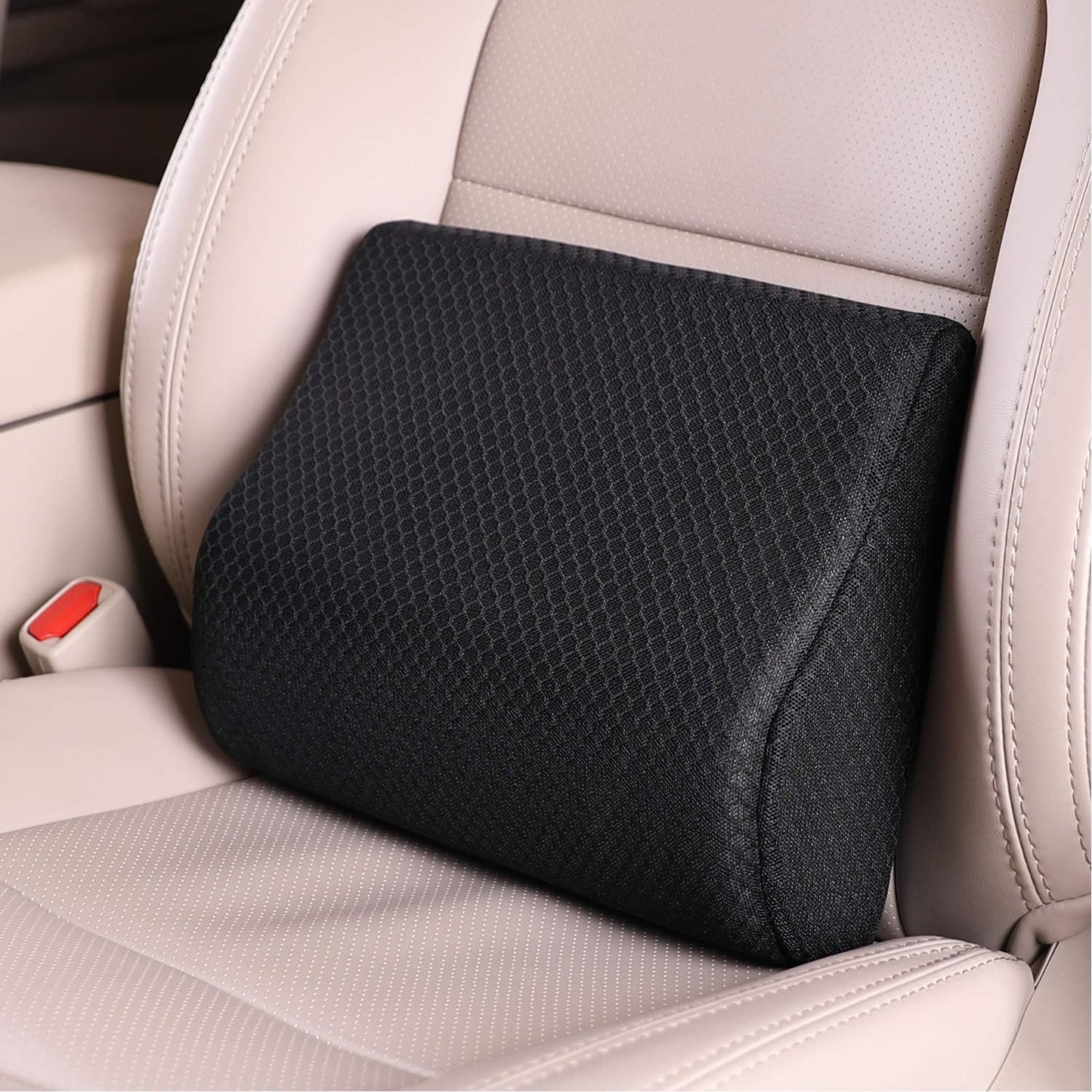 Memory Foam Lumbar Support Pillow for Car - Lower Back Support Cushion for Driving, Back Pain Relief for Car Seat, Office Chair, Wheelchair (Black)