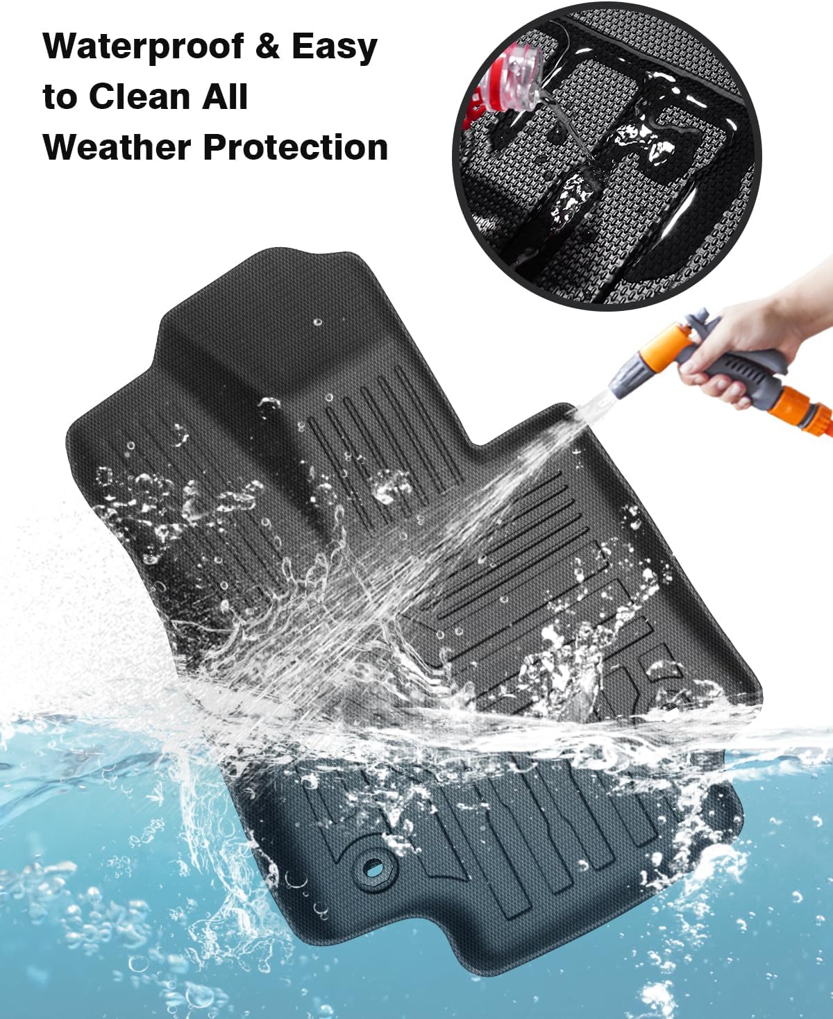 Powerty Floor Mats & Cargo Liner for 2019-2024 2025 Toyota RAV4 Accessories Floor Mats 2 Row Liner Set All Weather TPE 3D Floor Liners&Rear Cargo Mat