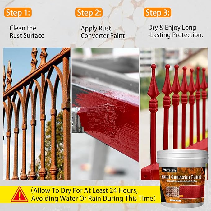 2-in-1 Rust Converter Paint Red – Rust Proof Paint & Rust Prevention Coating, Metal Rust Inhibitor, Car Rust Treatment, Anti Rust Coating for Automotive, Marine & Farm Tools(35oz