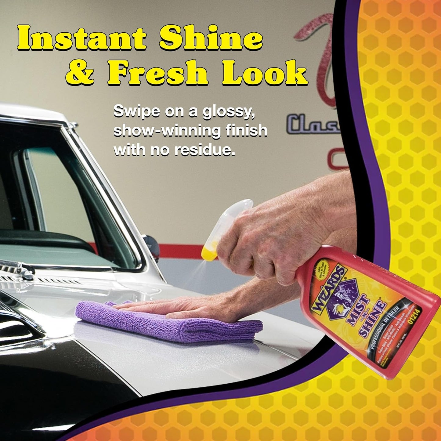 Wizards Mist-N-Shine Detail Spray - 22 Oz - Multi-Purpose High Gloss Finish Waterless Quick Detailer Spray for Glass, Chrome, Paint and Plastics - Car Exterior Cleaner for Auto Detailing Supplies