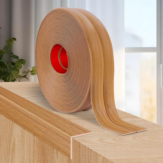 Flexible Wall Corner Protector Moulding Trim Peel and Stick Wall Corner Guards Edge Protector Self Adhesive Molding Trim Strip for Edge Ceiling (Light Brown Wood Grain, 1.6 in x 10 Ft)