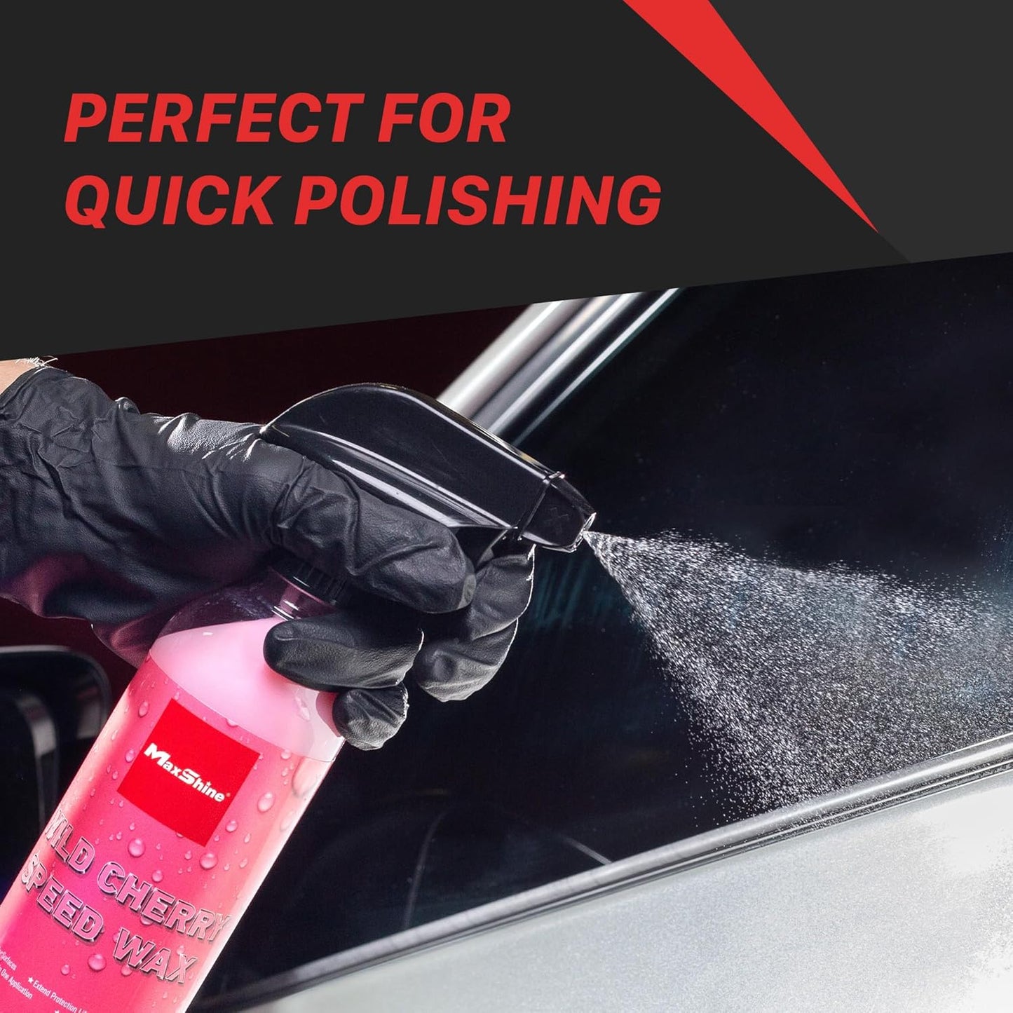 Maxshine Speed Wax, 16oz Spray, Wild Cherry, Carnauba Formula | Quick Polish, Deep Gloss, Stain Resistant | Fast Detailing Spray for Cars, Trucks, Motorcycles, Wet Look Finish