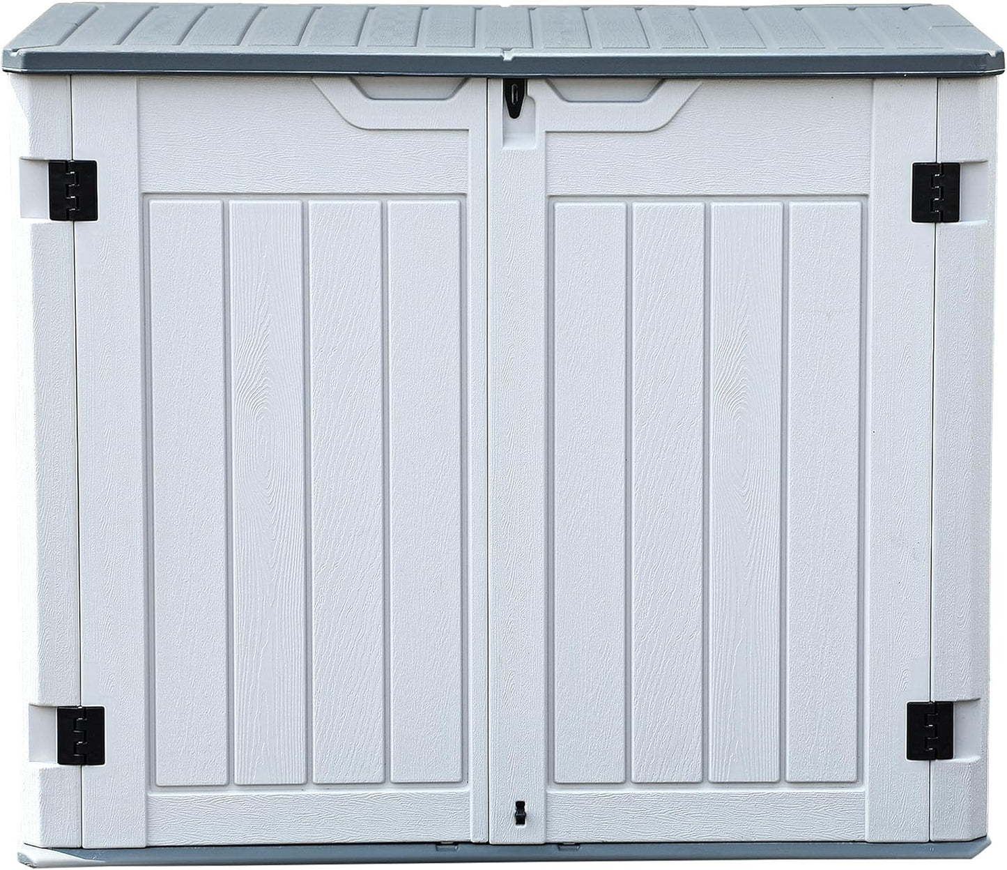 DWVO Outdoor Weather-Resistant Horizontal Storage Shed, 35 Cu Ft Capacity, Lockable and Waterproof, Suitable for Storing Garden Tools, Light Gray