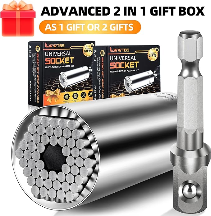 Super Universal Socket Tools Gifts for Mens Christmas Stocking Stuffers for Men Grip Socket Set With Power Drill Adapter (7-9MM) Cool Tools Gadgets for Dad Husband Birthday gifts for Women Him (2)