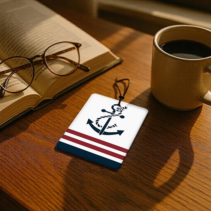 Nautical Navy Blue Car Air Freshener 4 Pcs, Nautical Coastal Boat Ship Wheel Anchor Air Freshener Hanging for Cars Books Closet Drawer, Preppy Blue Car Accessories for Women Men