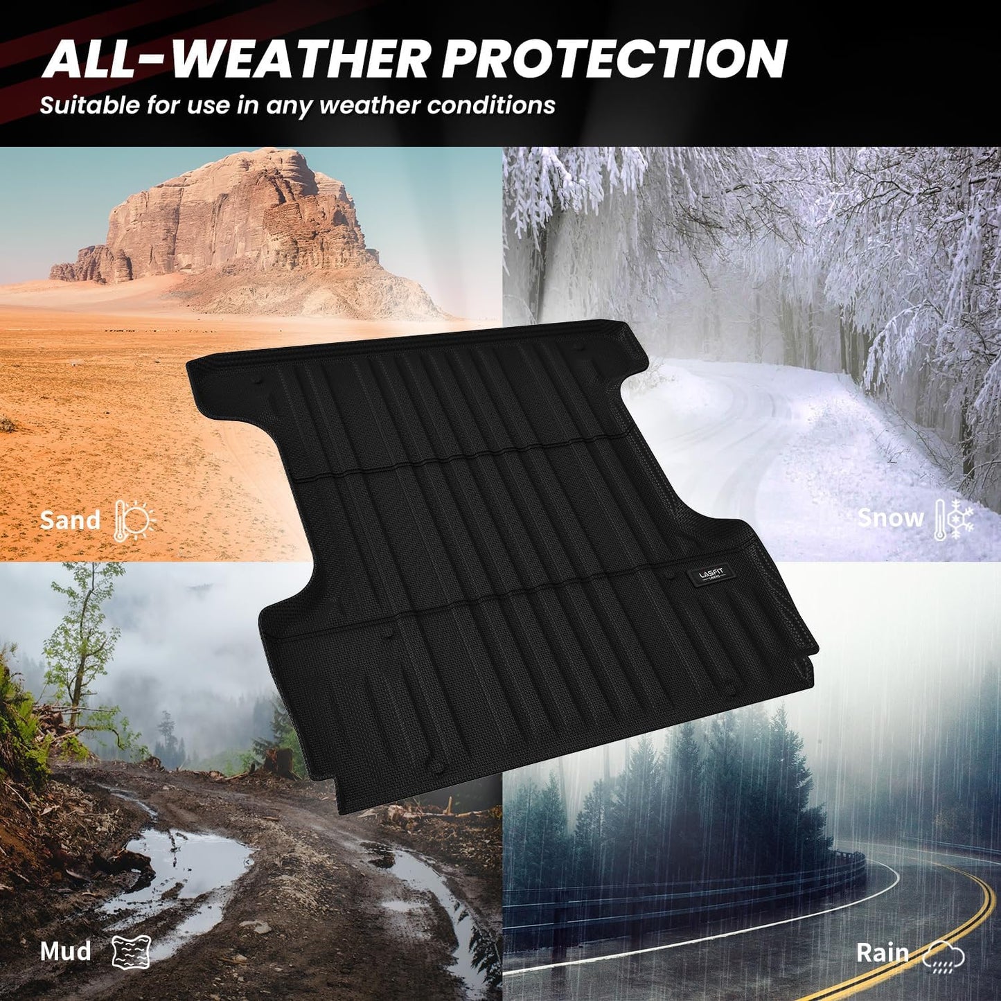 LASFIT Bed Mat for Toyota Tundra 2007-2021 Truck Bed Mat(5.5FT,5.5') All Weather 5.5 FT Bed Liner for Toyota Tundra Accessories TPE Trunk Mat Cargo Mat, Black