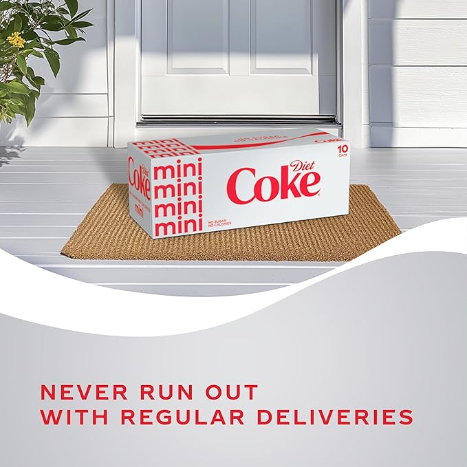 Diet Coke Fridge Pack Diet Soda, 7.5 fl oz Cans, 10 Pack - Mini Soda Soft Drinks