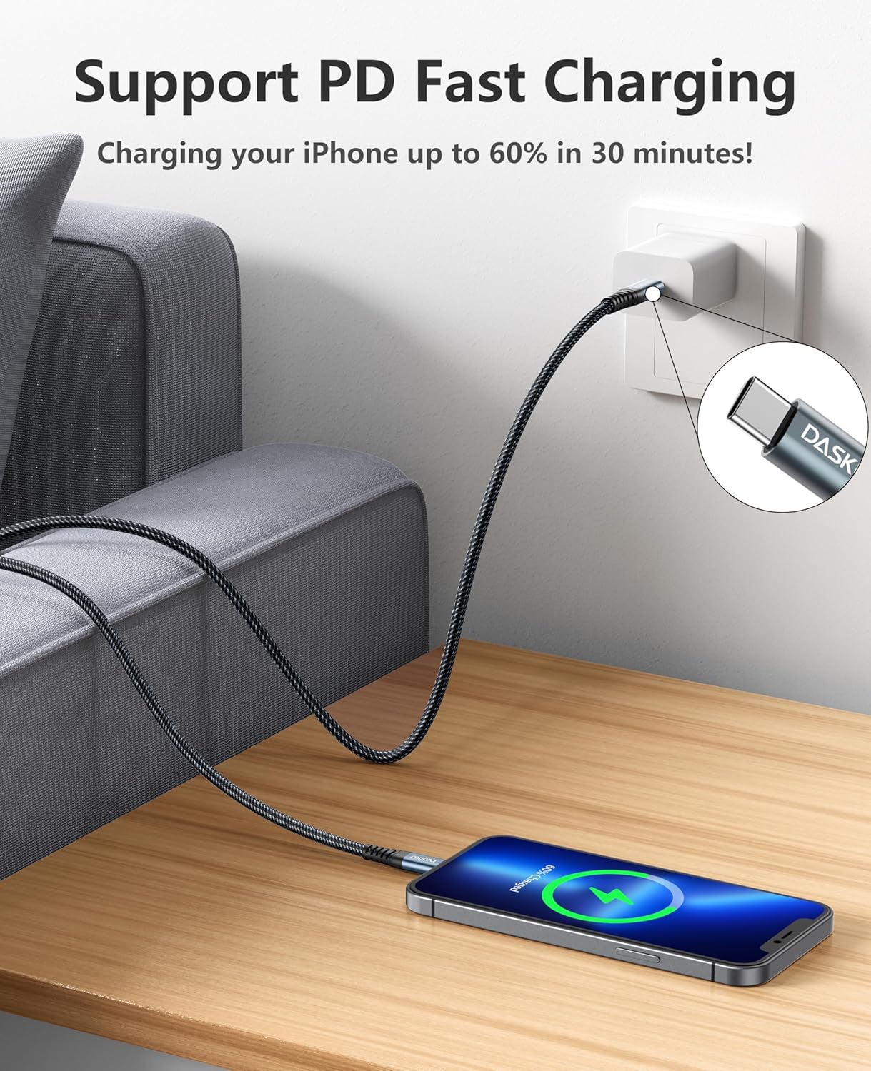 iPhone Cable Fast Charging 6FT USB C Lightning Cable 3 Pack 6 Foot Nylon Braided Type C Lightning Cord Compatible with iPhone 14 13 12 11 Pro Max Mini 8 Plus SE iPad and More