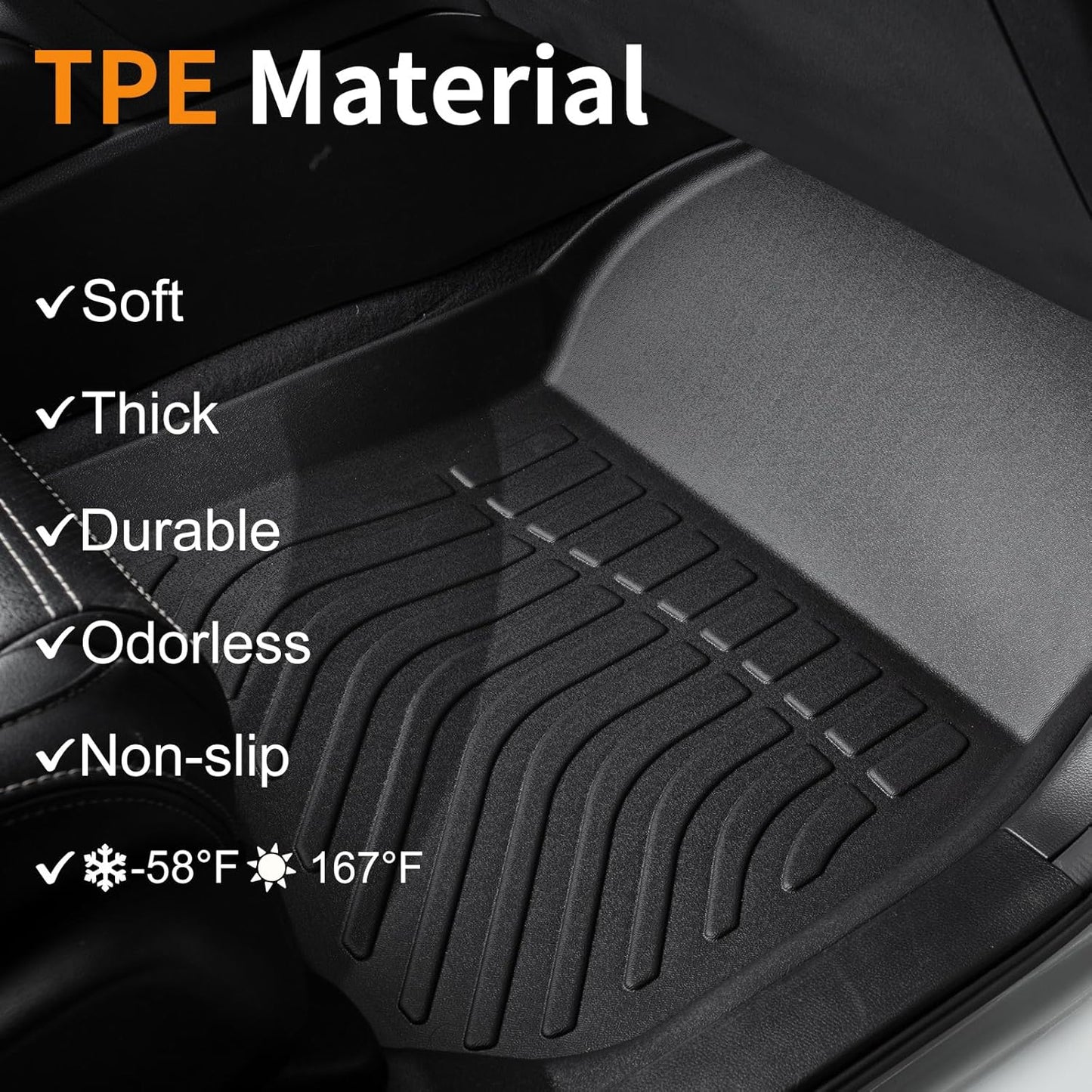 Binmotor-All Weather Floor Mats Cargo Liner Set for Honda HRV (FWD Model) 2016-2022 HR-V Car Floor Liners TPE Waterproof Full Set, Heavy Duty Car Floor Liners-Black for HRV Accessories