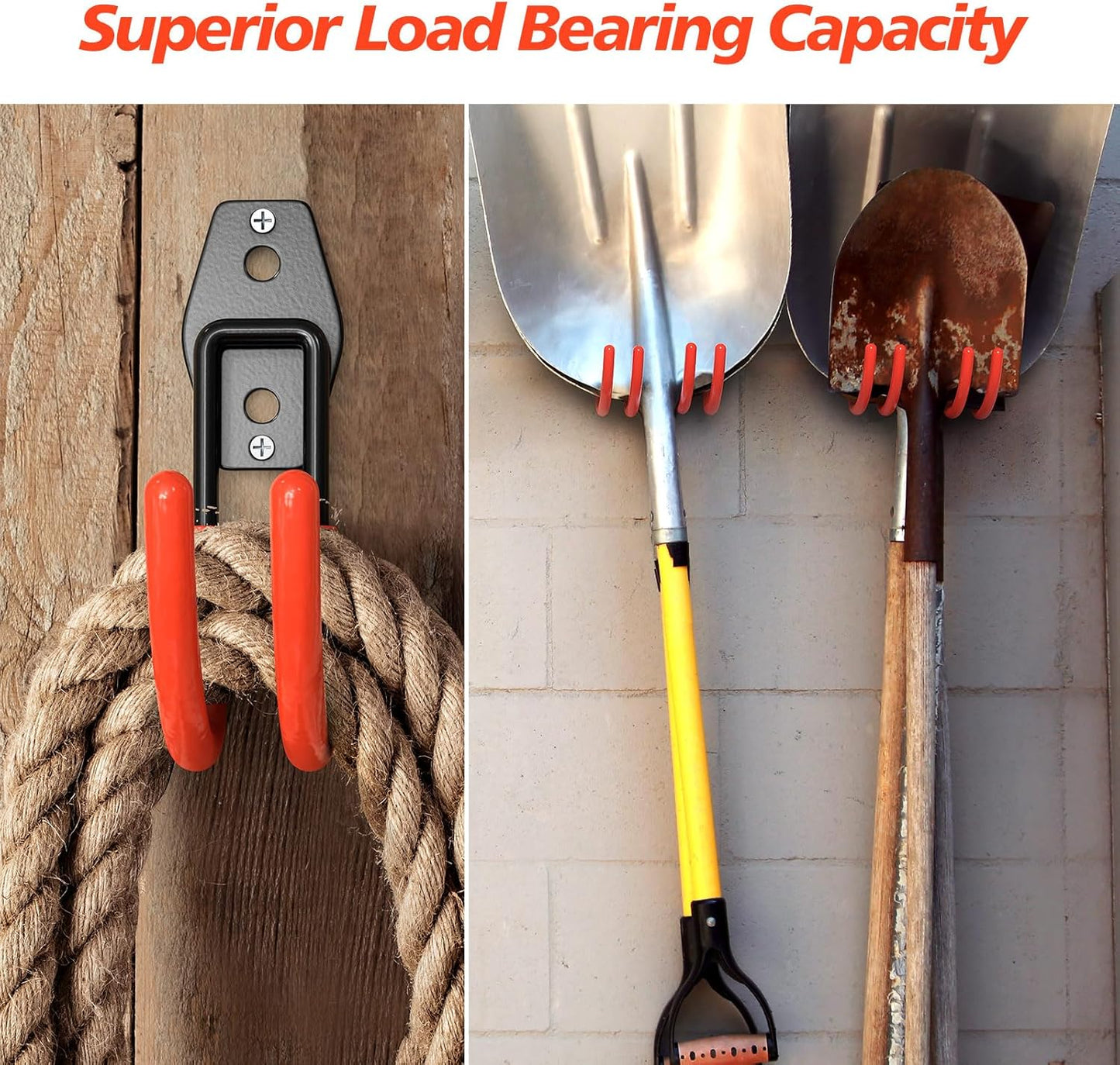4 Pack 5.5x4.1 inch J Heavy Duty Garage Hooks,Solid Steel Wall Mount Hangers,with Anti-Slip Coating,for Hanging and Organising Ladder,Bike,Ropes,Broom,Garden,Yard and Power Tools