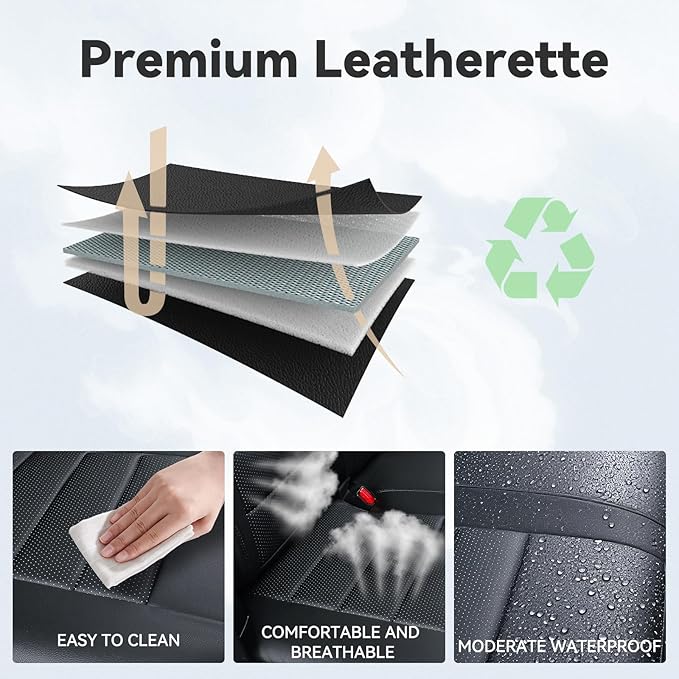 coverdream Corolla Cross Leather Seat Covers Custom Fit for 2022-2026 Toyota Corolla Cross L,LE,XLE,SE,S (Non-Hybrid) SUV,Fully Covered,Luxury Waterproof Car Seat Protector(Full Set,Black)