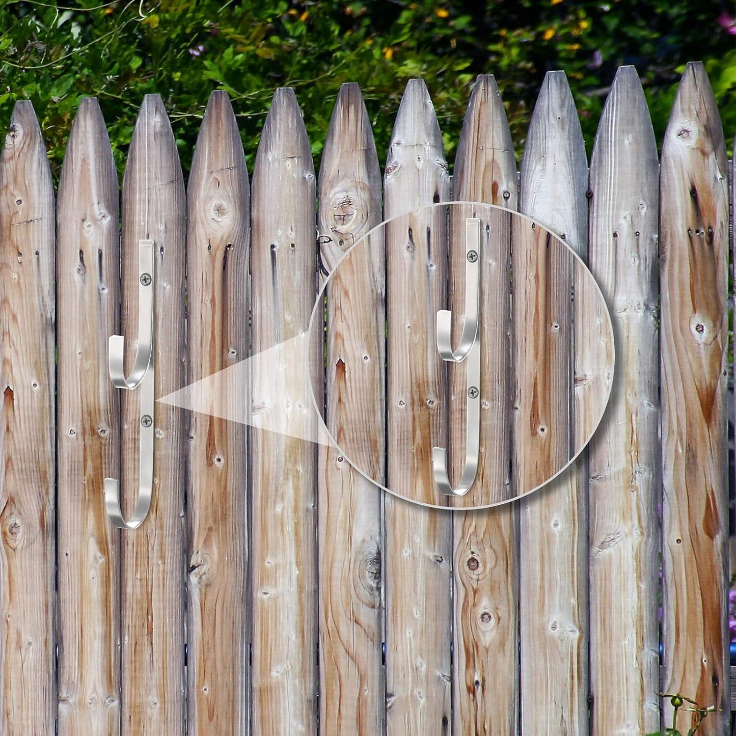 6 Pieces Pool Pole Hook Hanger Swimming Metal Brackets Pool Hook with 12 Pieces Screws for Telescopic Poles, Skimmers, Leaf Rakes, Net, Brush, Vacuum Hose, Garden and Pool Accessories (Silver)