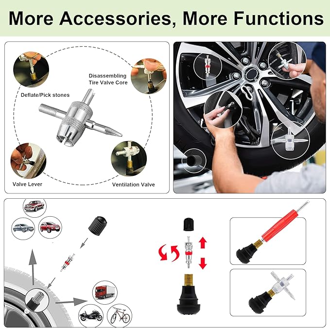 38PCS Tire Valve Stem Core Quickly Replacement Tool Kit,Quick Change Tire Valve Tool Kit for Replacing Leaky Valves in Cars,Trucks,ATVs,etc.with TR413/TR414/TR418